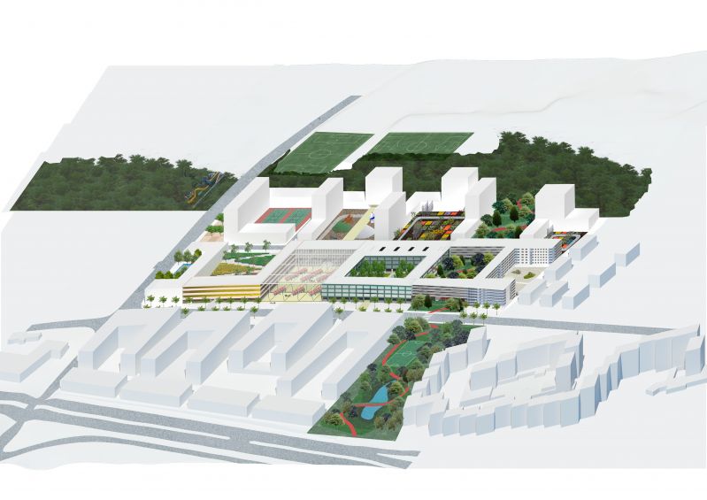 211 Campus Sante Lausanne Exterior Axonometry